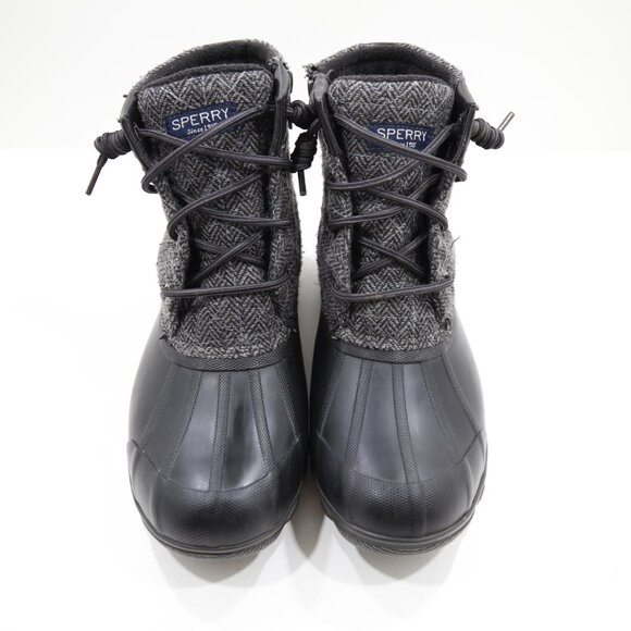 Sperry Saltwater Gray Wool & Black Rubber Waterproof Rain Duck Boots - Women's 7 - Picture 6 of 7